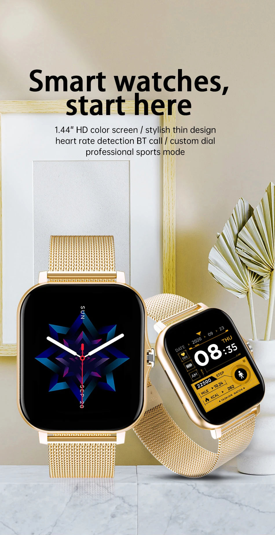 Smartwatch 2023 per telefono Android, schermo a colori da 1,44'', chiamate Bluetooth, monitoraggio ossigeno nel sangue/pressione sanguigna, smartwatch da donna e uomo