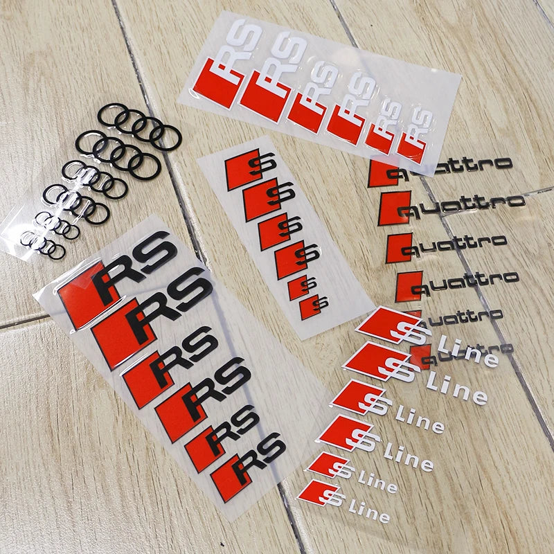 6Pcs PVC Car Brake Caliper Sticker Heat Resistant Decals Auto Accessories for Audi S Line A1 A3 A4 A6 A7 Q3 Q5 Q7 RS3 RS4 S3 S4
