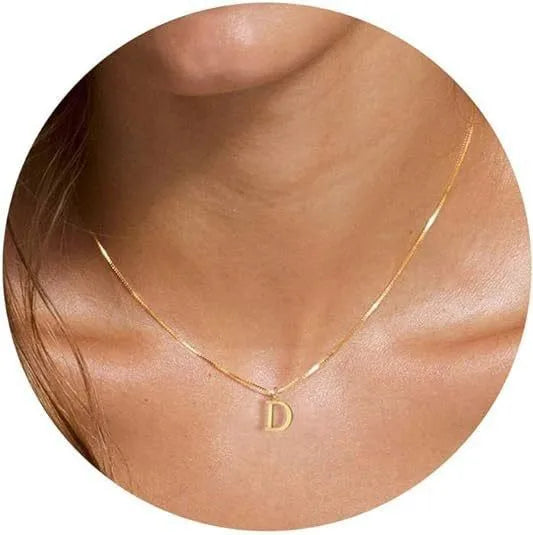 Collana con pendente in acciaio inossidabile placcato oro con lettere dell'alfabeto dalla A alla Z per donna, collane con iniziale a catena e girocollo, gioielli