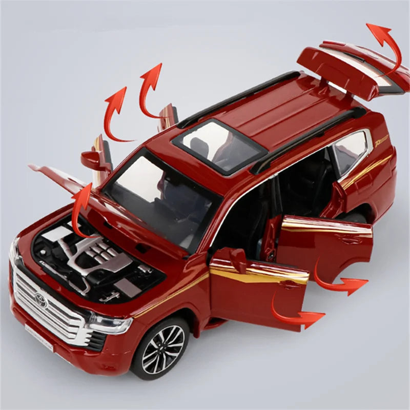 1/32 Toyota Land Cruiser LC300 Prado SUV Alloy Car Model Diecast Metal Toy Off-road Vehicles Car Model Sound and Light Kids Gift