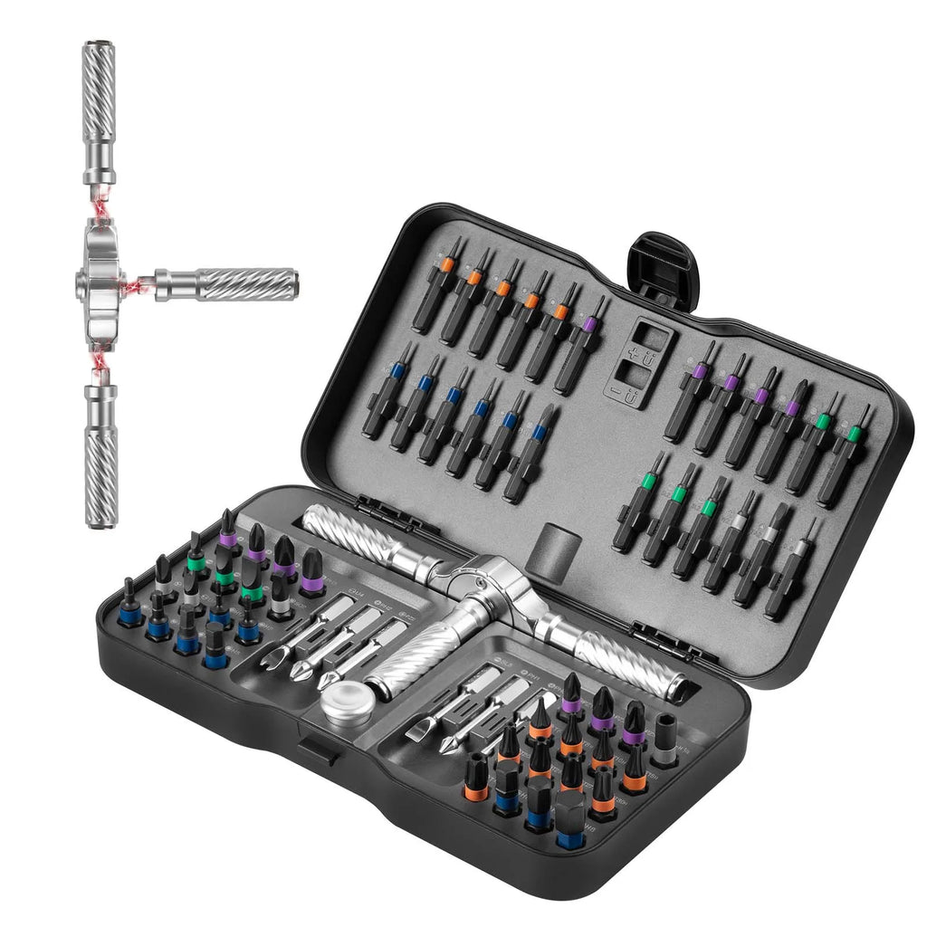 Set di cacciaviti magnetici a cricchetto di precisione 24/40/66in1 con impugnatura a T rimovibile e magnetizzatore per riparare mobili, elettronica e occhiali