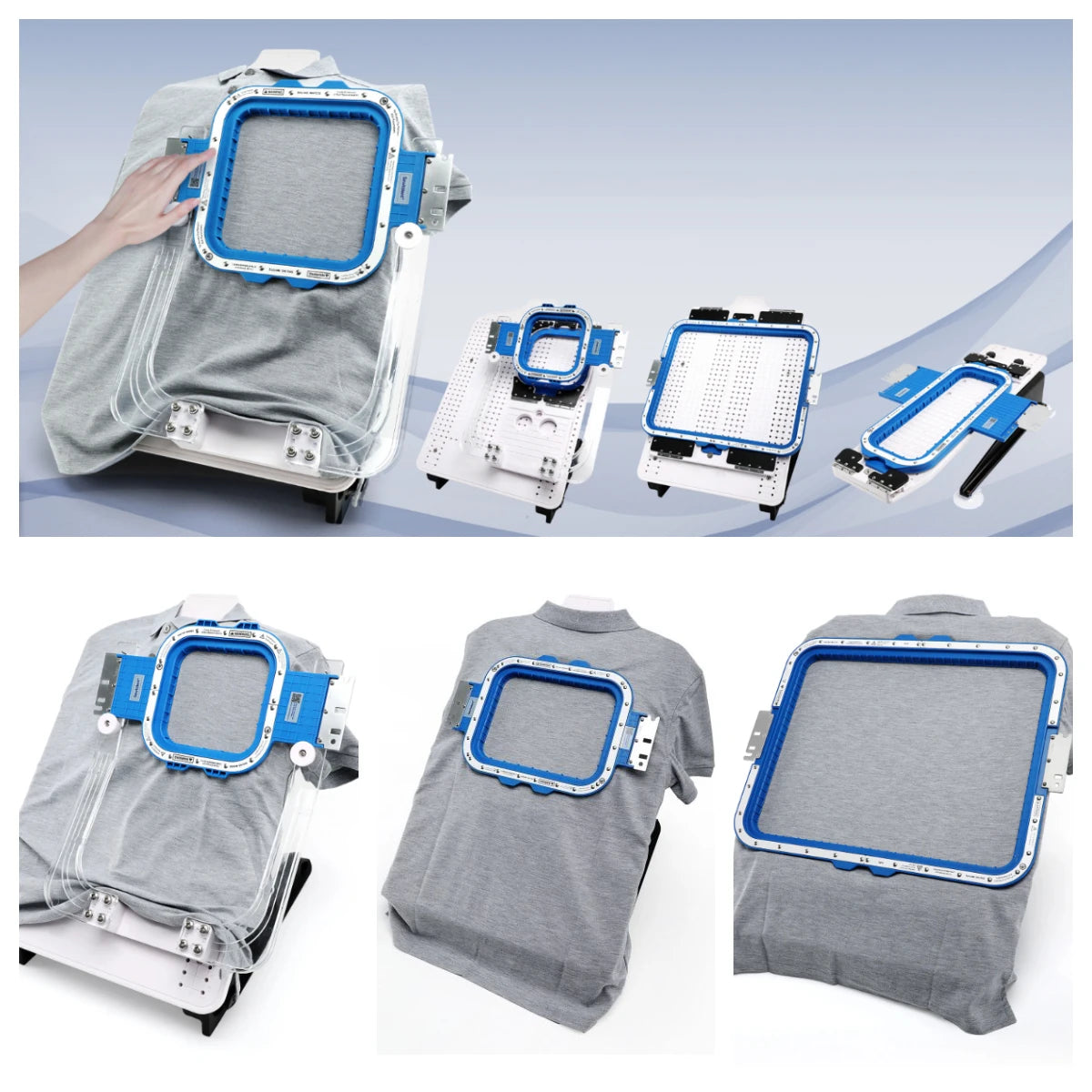 Janome MB4/4S/4SE MB7/7E & Elna 940/970 embroidery machine with Sewtalent Mighty Hoop Hooping station kit hooping board