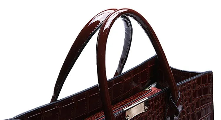 Borsa a mano di lusso vintage da donna con motivo coccodrillo, borsa a tracolla in pelle di grande capacità, per lavoro