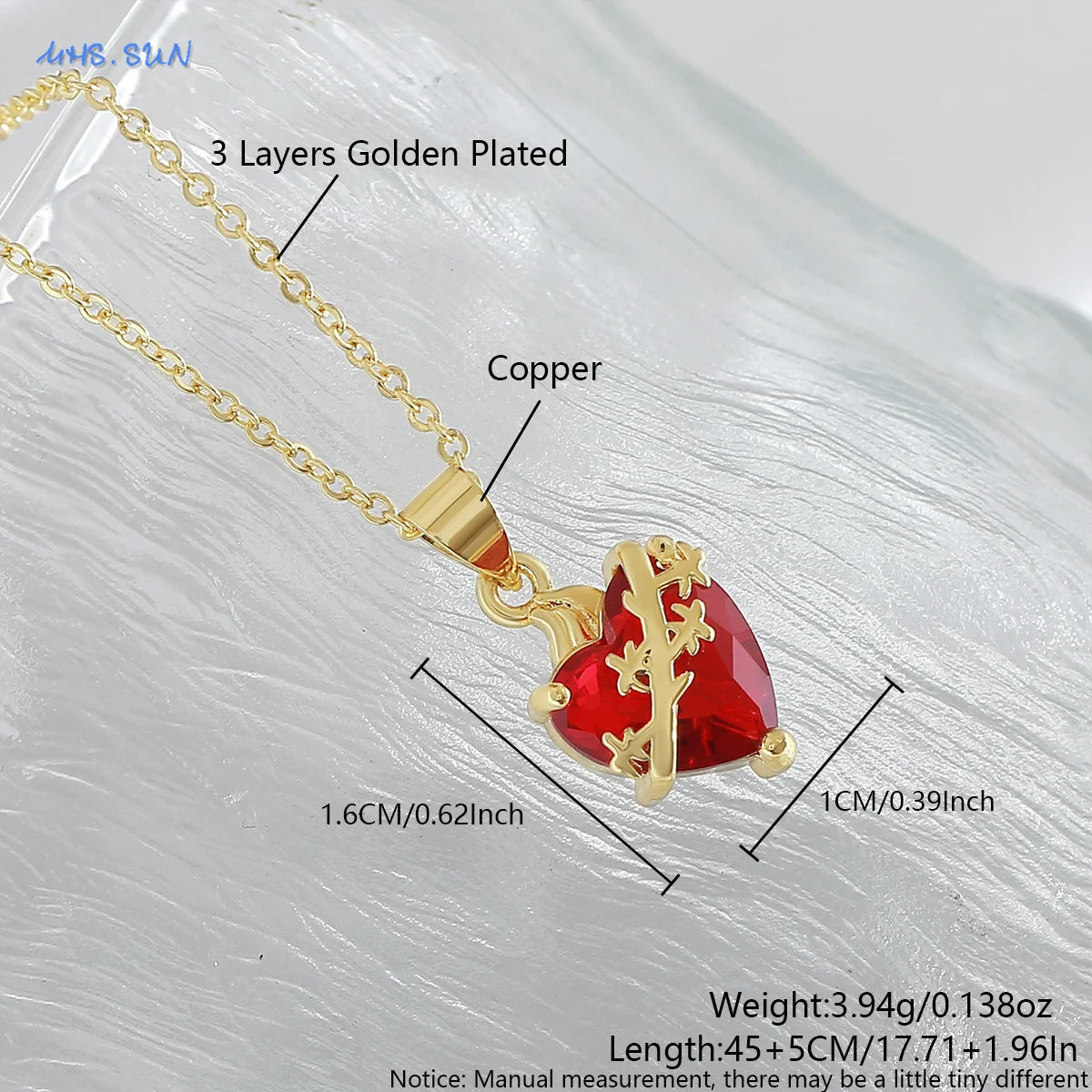SUNSLL Heilig Rood Hart Kruis Zirkonia Hangers Kettingen Luxe Vrouwen Verguld Romantische Liefde Jubileum Sieraden Geschenken
