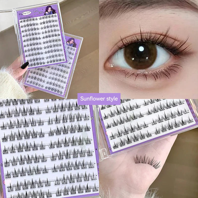 Gege Bear Lijmloze Valse Wimpers - Eenvoudige 3-Staps Applicatie, Natuurlijke Look, Perfect voor Beginners met Zonnebloem Desig