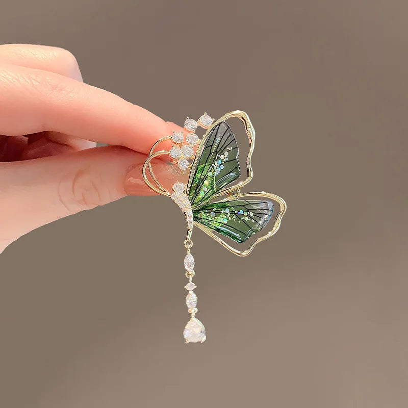 Spille in acrilico trendy da fata elfo farfalla libellula da donna e ragazza, gioielli multicolore in plastica a forma di insetto per feste di compleanno e uso quotidiano