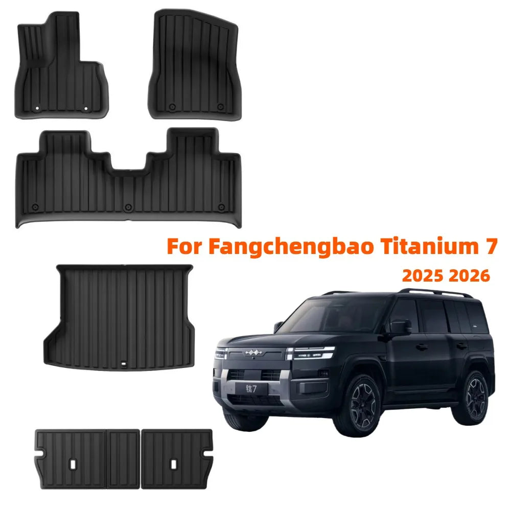 Car Floor Mats for Fangchengbao Titanium 7 All-Weather Waterproof 3D TPE Front Rear Cargo Liner Accessories Seat Back Cushion