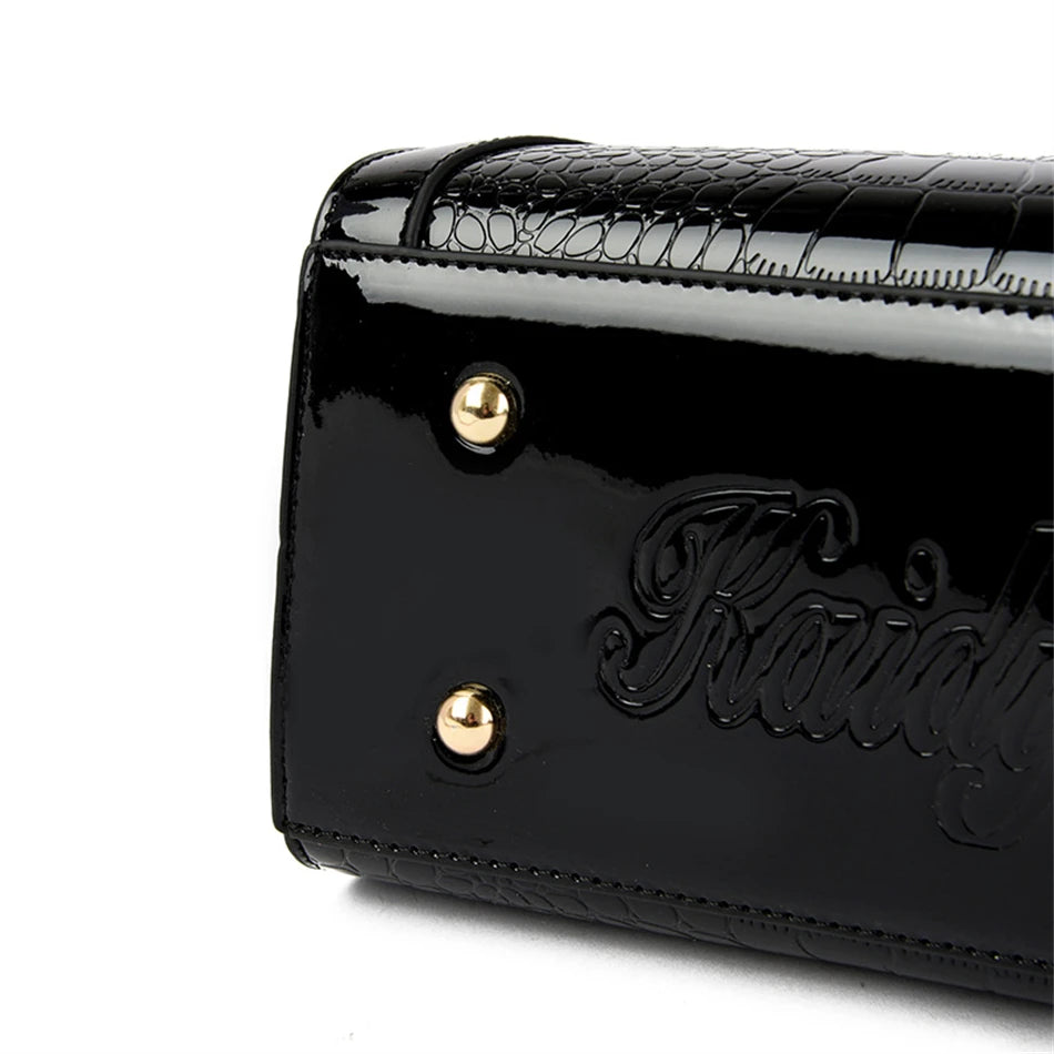 Borse a tracolla da donna in pelle verniciata di lusso, con fantasia a coccodrillo, da donna, Messenger da donna