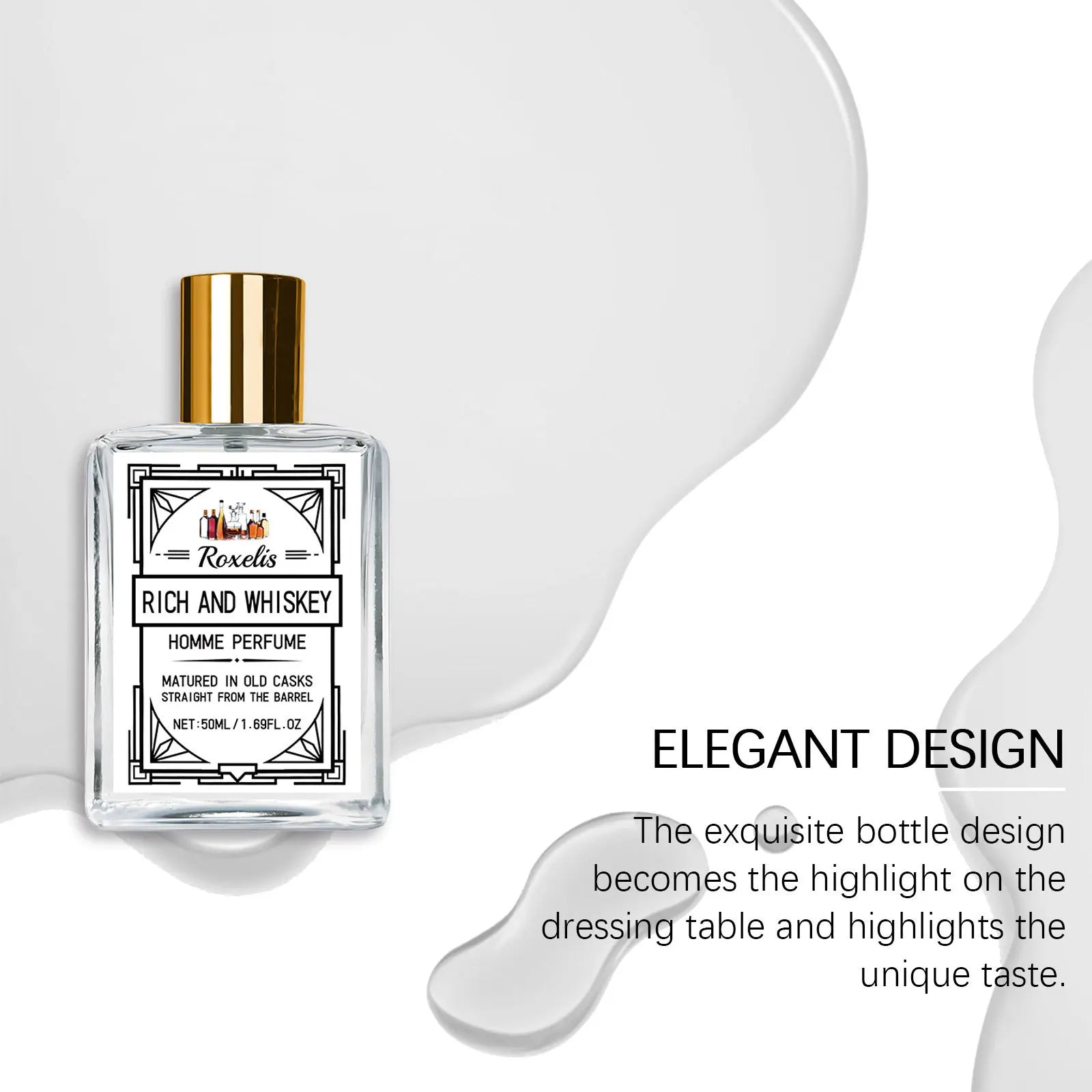 Profumo al Whisky Roxelis Trasuda Eleganza Fascino Duraturo Aumenta la Fiducia Fragranza Leggera Spray Profumato per Uomo 50ml