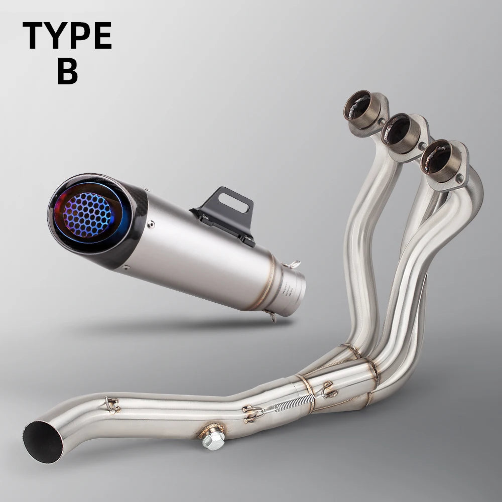 Full System For Yamaha MT09 FZ09 XSR900 Tracer900/GT 2014-2020 Motorcycle Exhaust Three Layer Carbon Muffler Front Link Pipe Kit