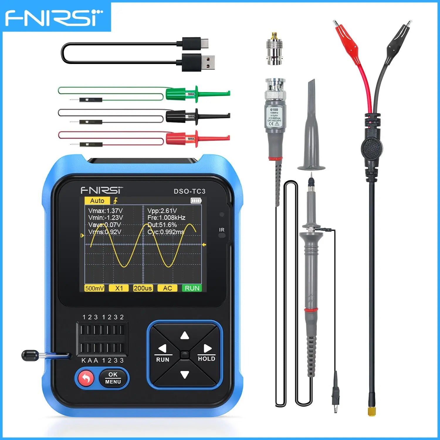FNIRSI Nieuwe DSO-TC4 DSO-TC3 3-in-1 Handheld Digitale Oscilloscope Transistor Tester Signaalbron Draagbare Elektronische Tester Gereedschappen