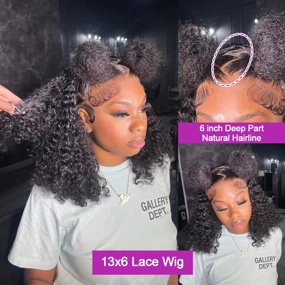Parrucche Bob 13x6 Ondulate Pretagliate Senza Colla, Parrucche Glueless 7x5 Ricce in Capelli Veri Pronte da Indossare, Parrucche Frontali in Pizzo Pre-epilate per Donne