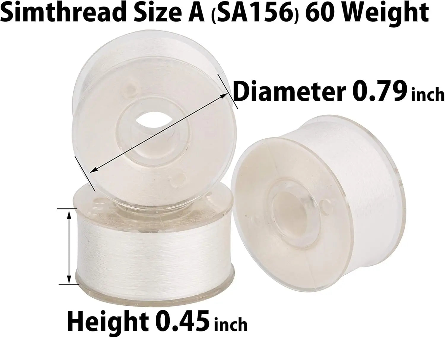 Simthread Set 144 Bobine Preavvolte con Lati in Plastica Filo da 60wt Taglia A Taglia L Bianco e Nero per Macchine da Ricamo e Cucito