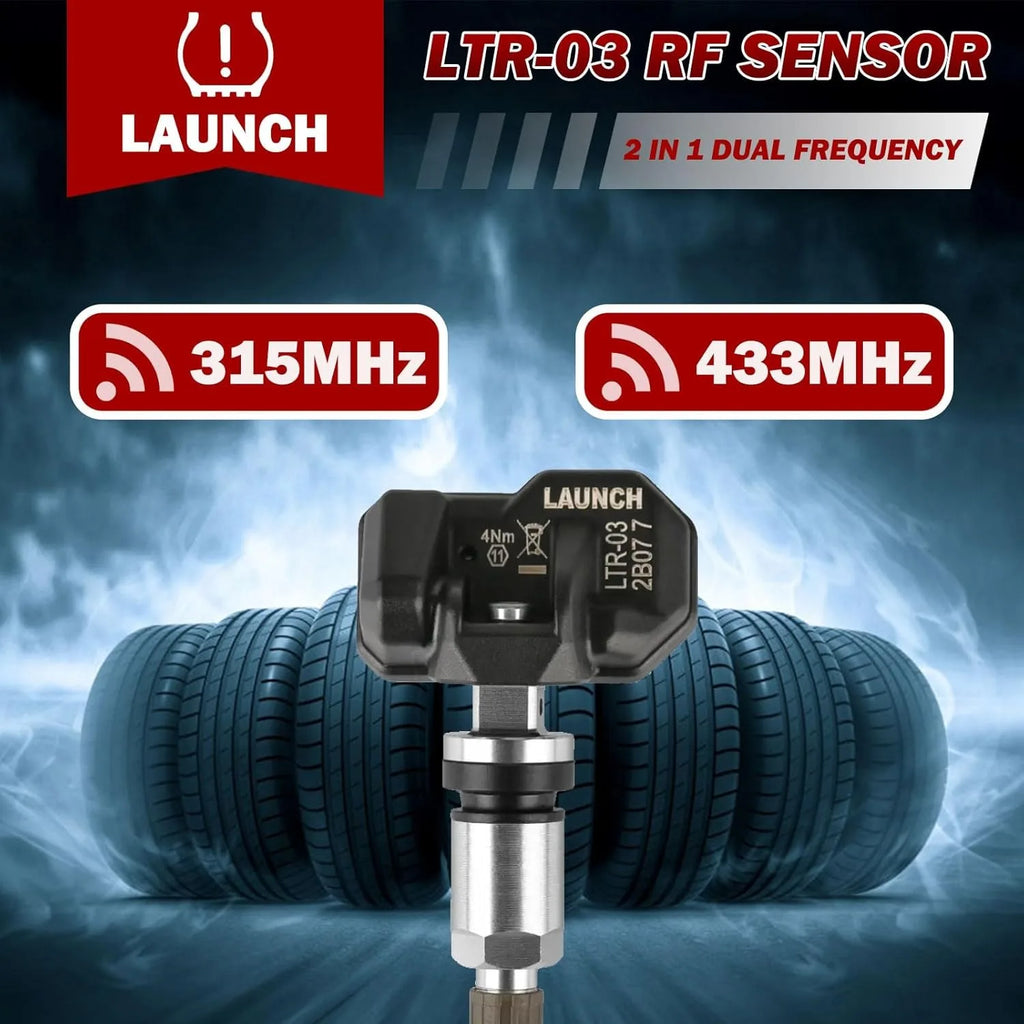 LAUNCH LTR-03 TPMS Sensor 315MHz/433MHz Dual Frequency Screw-in Metal Valve Tire Pressure Monitor System Programmable