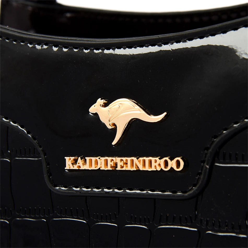 Borse a tracolla da donna in pelle verniciata di lusso, con fantasia a coccodrillo, da donna, Messenger da donna