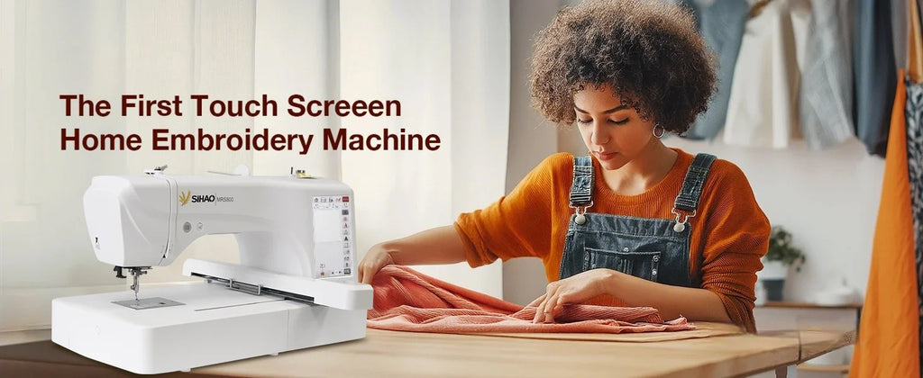 Macchina da ricamo SIHAO, multifunzione, automatica, computerizzata, per uso domestico, LOGO MRS800, con schermo LCD touchscreen, telai da ricamo