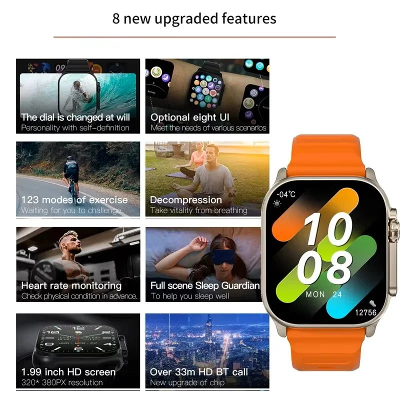 Nuovo Smartwatch Uomo 49mm Serie 8 Schermo AMOLED 2.3" NFC Bussola Impermeabile Per Apple Watch IWO Ultra 8 Smartwatch 2025 Android