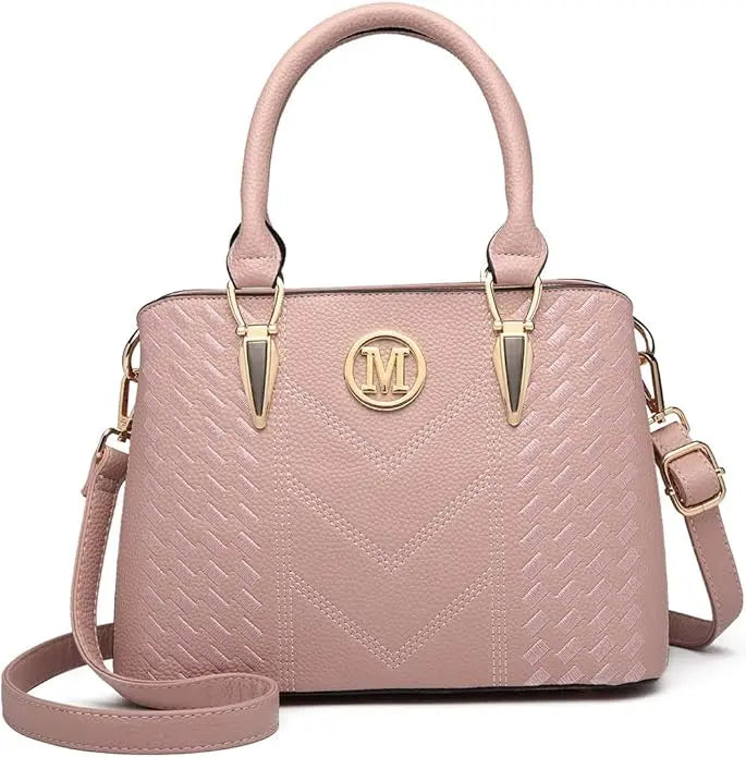 Miss Lulu WOMEN'S Handbag, Lychee Pattern Medium Handle bag, High Quality Knit Elegant Shoulder bag