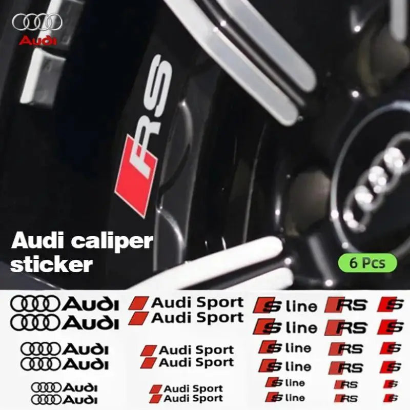 Car Brake Caliper Sticker Heat Resistant Decals Auto Accessories For Quattro For Audi S Line A1 A3 A4 A6 A7 Q3 Q5 Q7 RS3 RS4 RS5