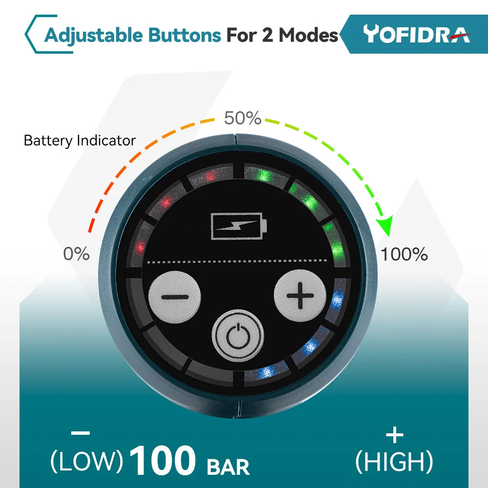 YOFIDRA 200Bar Pistola a Spruzzo Elettrica ad Alta Pressione Senza Spazzole 3500W 6IN1 Idropulitrice per Auto Attrezzo da Giardino Per Batteria Makita