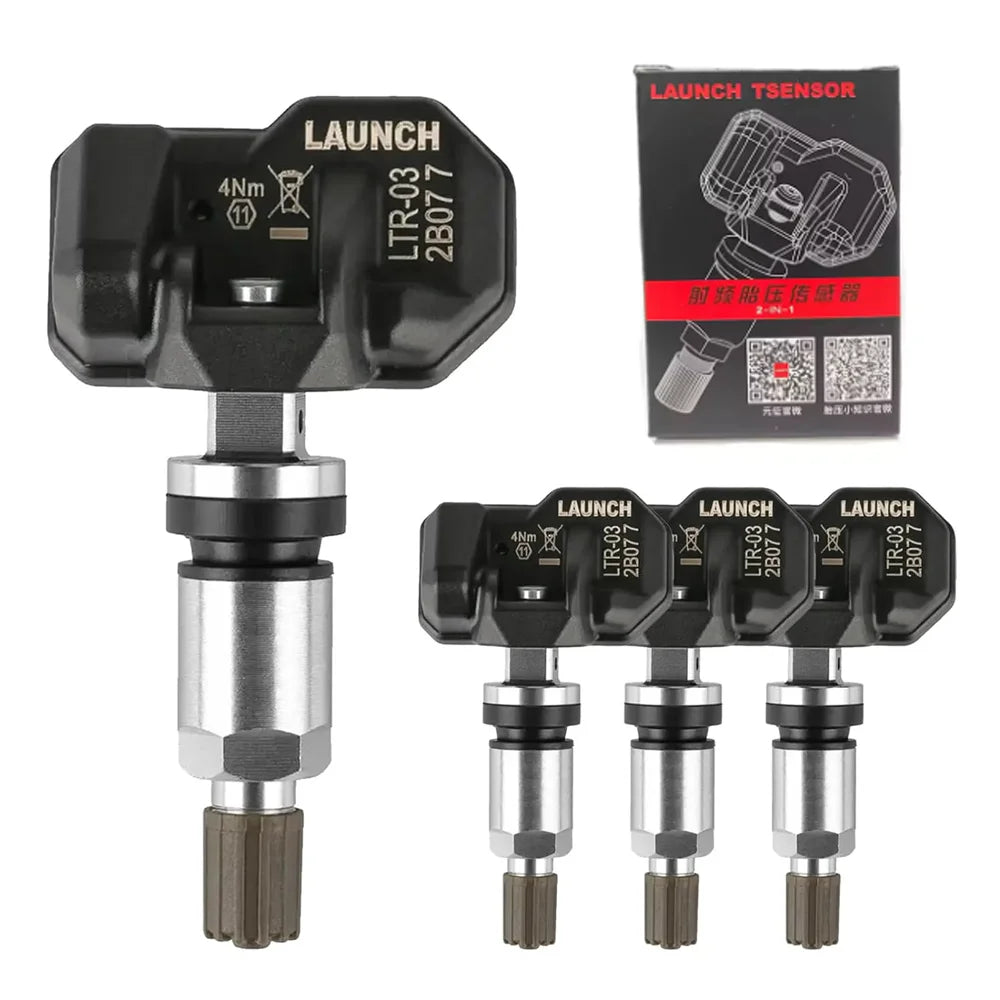 LAUNCH LTR-03 TPMS Sensor 315MHz/433MHz Dual Frequency Screw-in Metal Valve Tire Pressure Monitor System Programmable