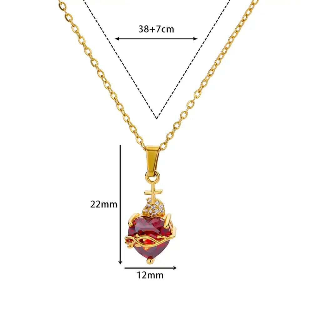 Stainless Steel Zircon Heart Cross Necklace for Women Girls Chain Love Necklaces Vintage Aesthetic Fashion Jewelry Gift