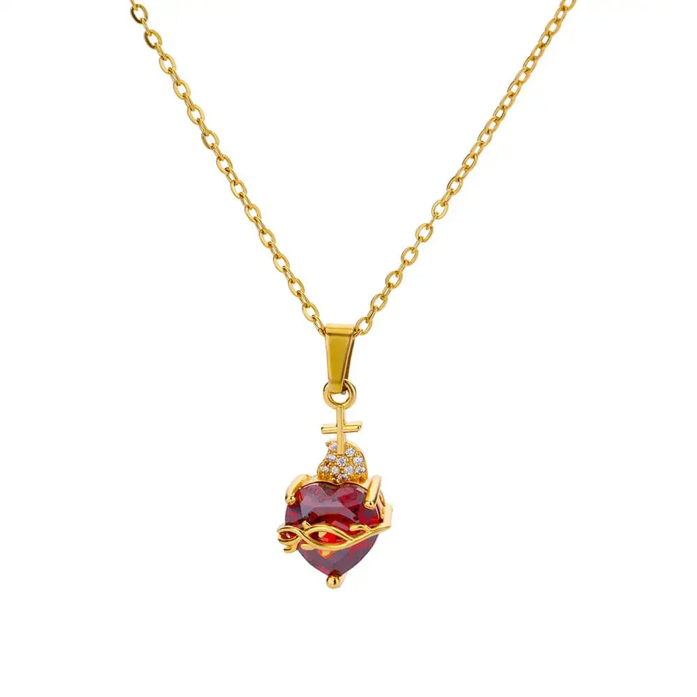 Stainless Steel Zircon Heart Cross Necklace for Women Girls Chain Love Necklaces Vintage Aesthetic Fashion Jewelry Gift