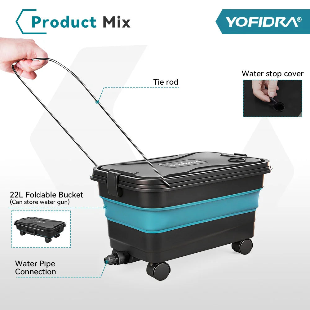 YOFIDRA 200Bar Pistola Idropulitrice Per Auto Senza Spazzole Ad Alta Pressione Con Secchio Pistola a Spruzzo Elettrica Per Giardino Per Batteria Makita 21V Pin