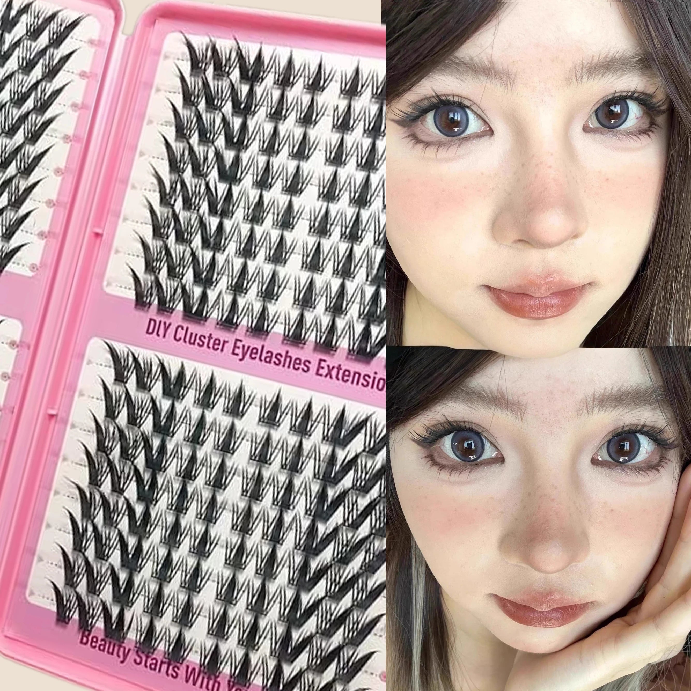 320 clusters of high-capacity nine-tailed rabbit fur eyelashes with supernatural rabbit fur effect. These eyelashes are reusable