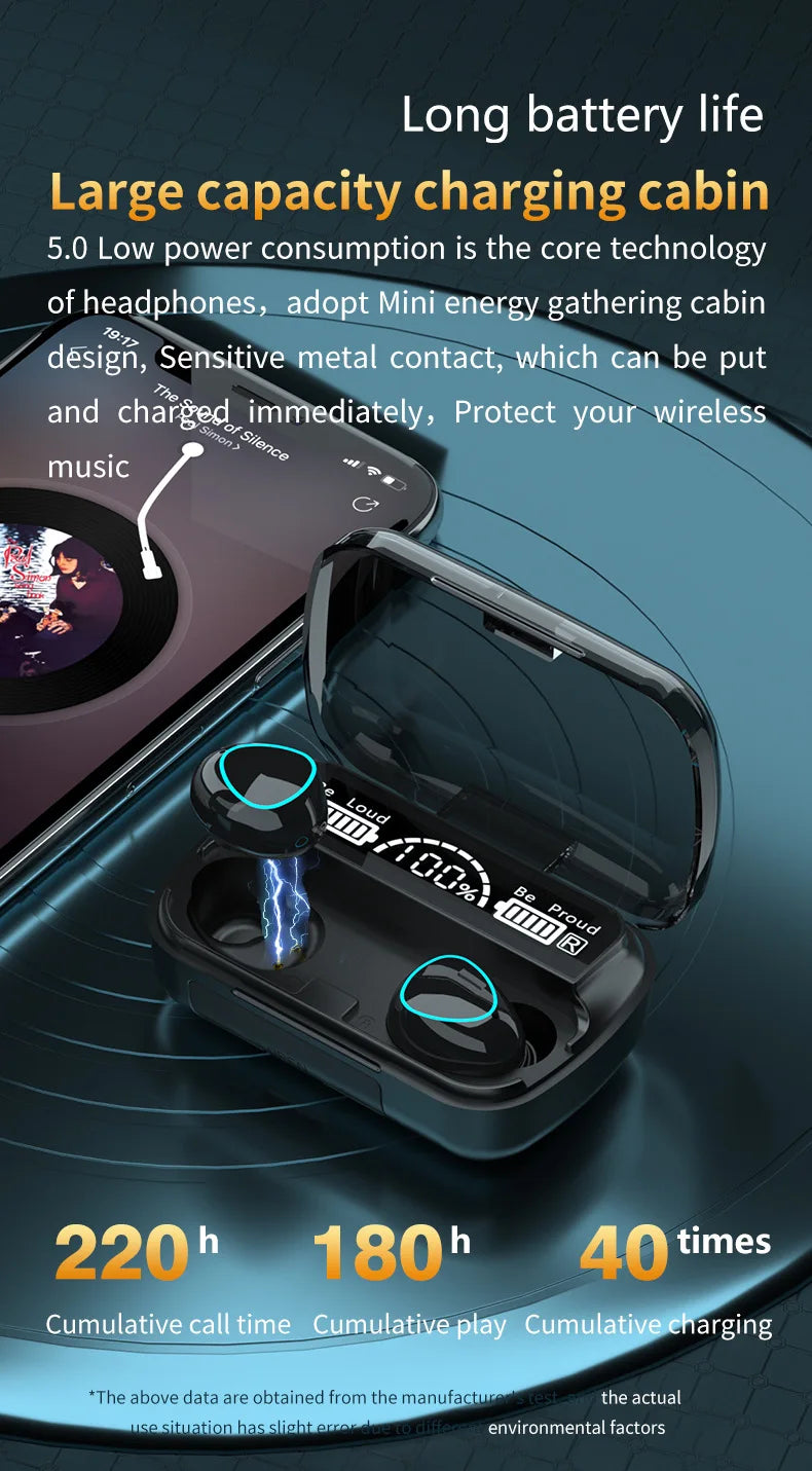Auricolari M10 Nuovi Arrivi Cuffie Wireless Auricolari di Alta Qualità Suono Perfetto Sport Giochi Musica Cuffie BT con Power Bank