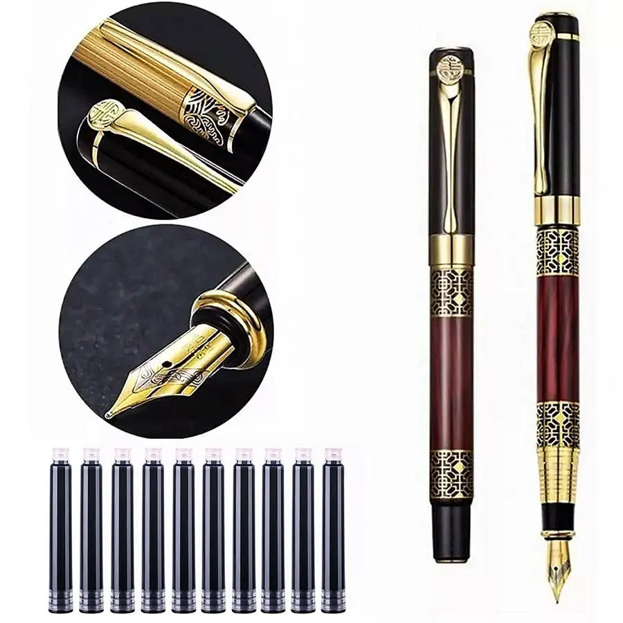 1-100 Stks/Set Retro Metalen Vulpen Vervangbare Inkt Elegant Cadeau voor Schrijven Briefpapier Kantoor Schoolbenodigdheden