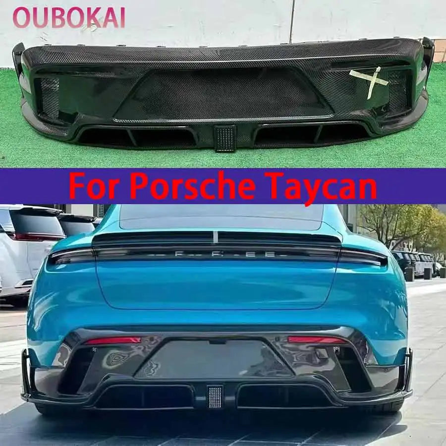For Porsche Taycan Carbon fiber Diffuser rear bumper diffuser spoiler rear lip Shunt Car parts MS style upgrade body kit