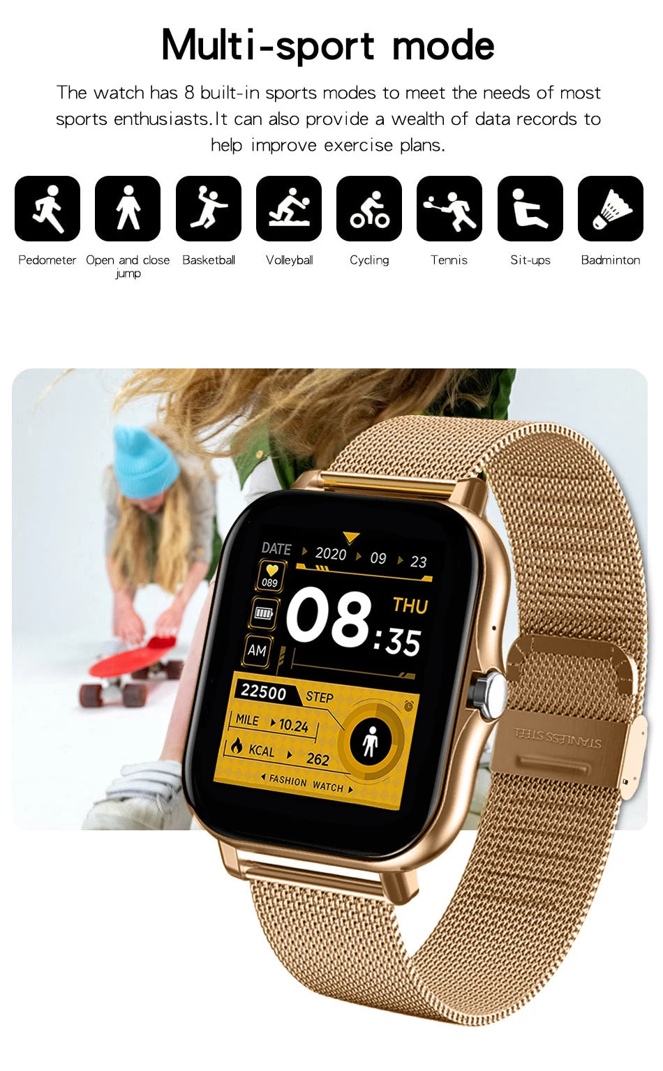 Smartwatch 2023 per telefono Android, schermo a colori da 1,44'', chiamate Bluetooth, monitoraggio ossigeno nel sangue/pressione sanguigna, smartwatch da donna e uomo
