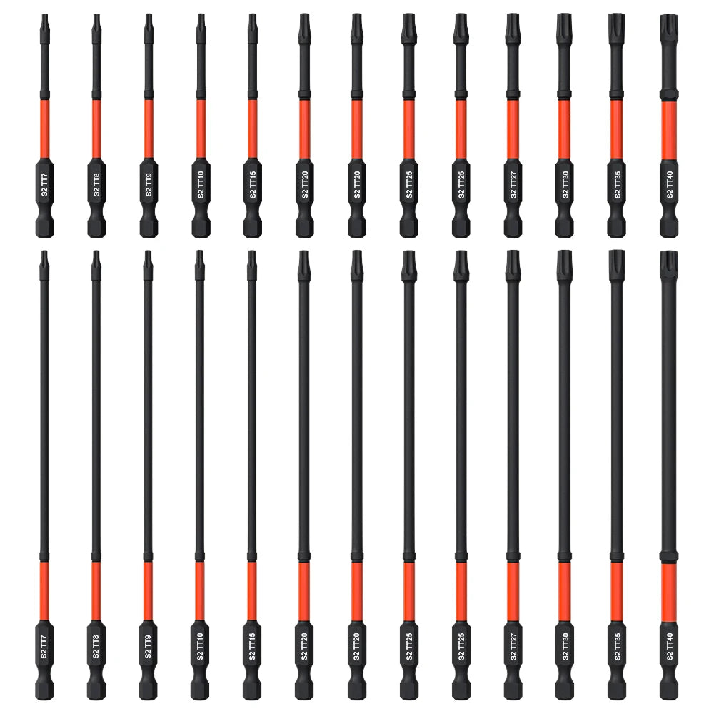 13-delige slagvaste Torx-kop inbussleutel boorbitset, T7-T40 inbussleutelbits S2-staal zeskantschroevendraaierbits met magnetische kop
