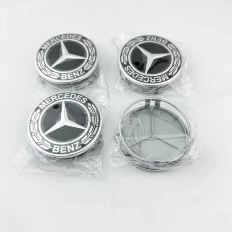 4Pcs 75mm Car Wheel Center Hub Caps Covers for Mercedes Benz A B C S Class AMG GLA CLA GLC W176 W221 W222 W204 W205 Accessories