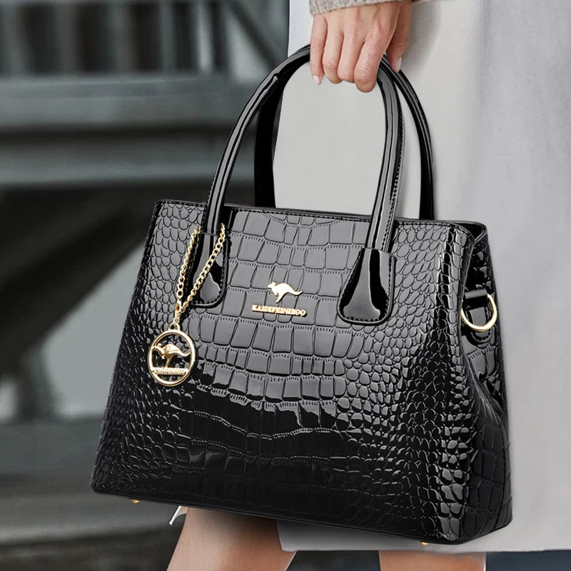 2024 Luxury Designer Handbag Brand Ladies Crocodile Patterned Patent Leather Tote Bag Crossbody Shoulder Bags For Women Bolsos