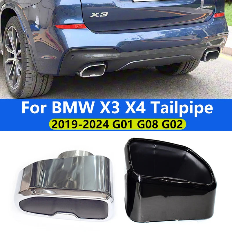 for 2018-2023 BMW X3 X4 G01 G08 G02 Exhaust Upgrade M40i Square Black Stainless Steel Muffler Tip Tailpipe Exhaust Tip