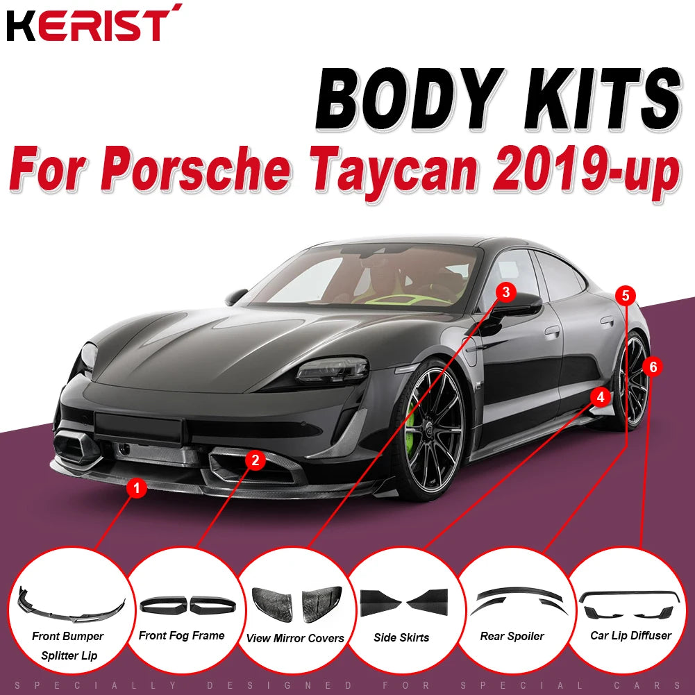 For Porsche Taycan RWD 4S Turbo S rear lip / trunk 2019-up Carbon fiber Body Kits Front Lip Rear Spoiler Side Skirts Diffuser