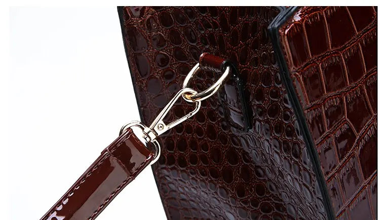 Borsa a mano di lusso vintage da donna con motivo coccodrillo, borsa a tracolla in pelle di grande capacità, per lavoro