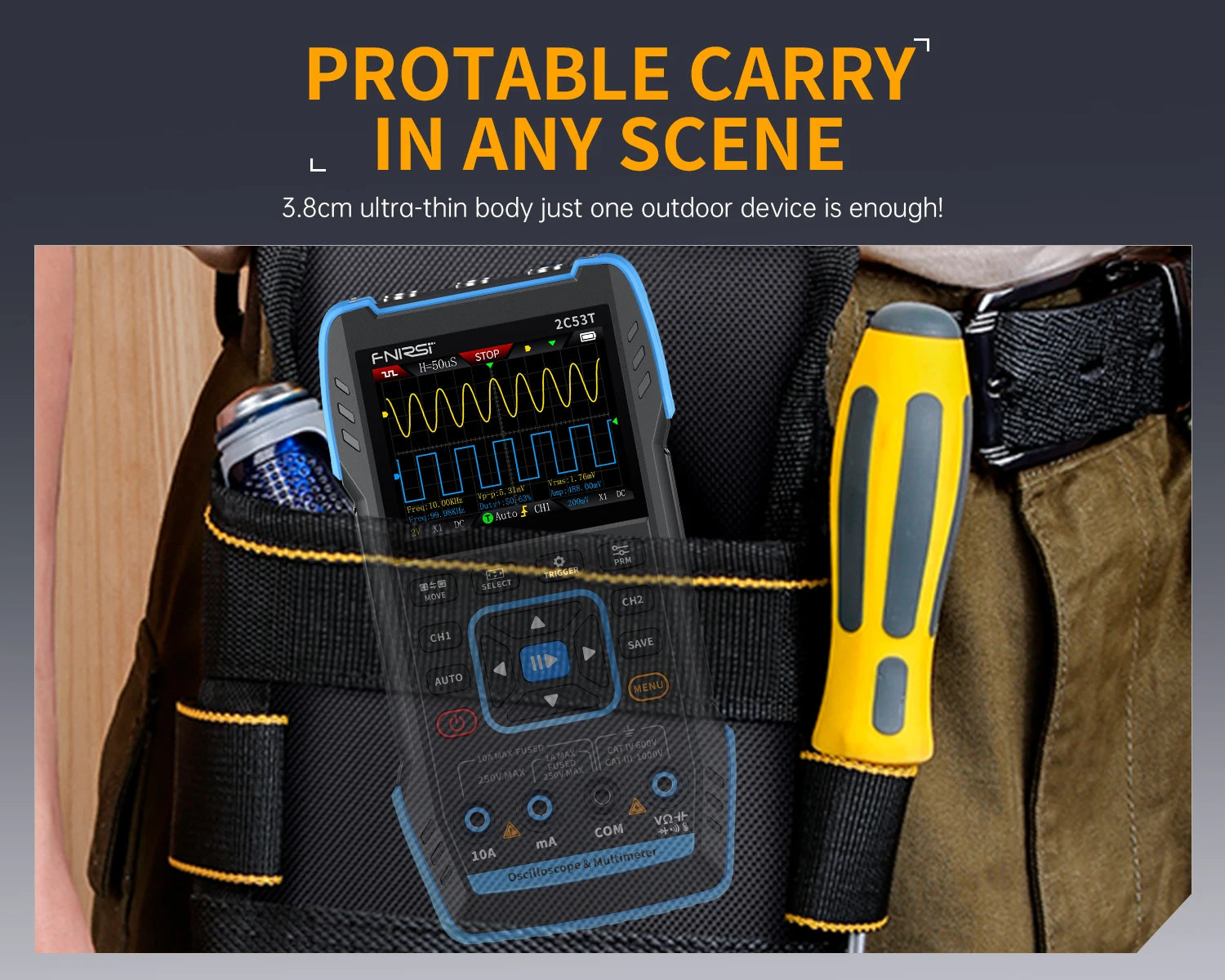 FNIRSI 2C23T 2C53T Upgrade 50MHz Handheld Digitaal Oscilloscoop Multimeter Signaalgenerator 3 in 1 Dual-channel Autogereedschap