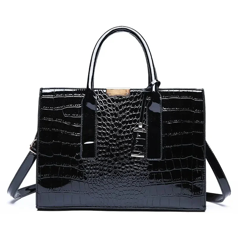 Borsa a mano di lusso vintage da donna con motivo coccodrillo, borsa a tracolla in pelle di grande capacità, per lavoro