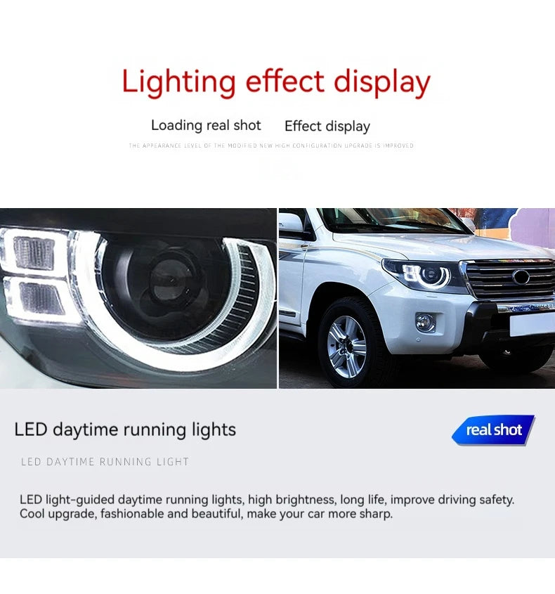 FT Car Lights For Toyota Land Cruiser LC200 2007-2015 LED Projetor Headlamp Daytime Running Light Automotive Accessories