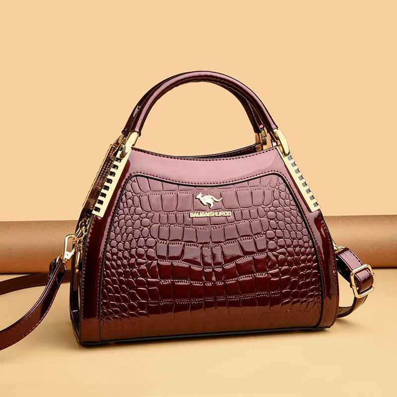 Borsa a tracolla da donna in pelle verniciata di alta qualità a tre strati Borsa a tracolla di lusso firmata casual Borsa a mano di grande capacità