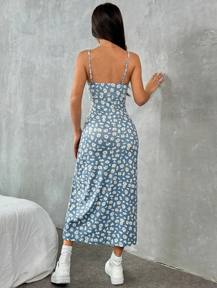 Herfst 2025 Lange Strapless Jurk Wikkelbovenstuk Hoge Split Madeliefje Luipaardprint Overlappende Rok Maxi Jurk
