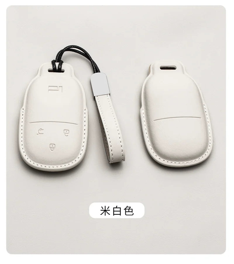 For BAIC JISHI Polestones 01 Rox 2024 2025 2026 Car Leather Key Fob Cover Remote Case Cover Car Keychain Holder Bag Accessories