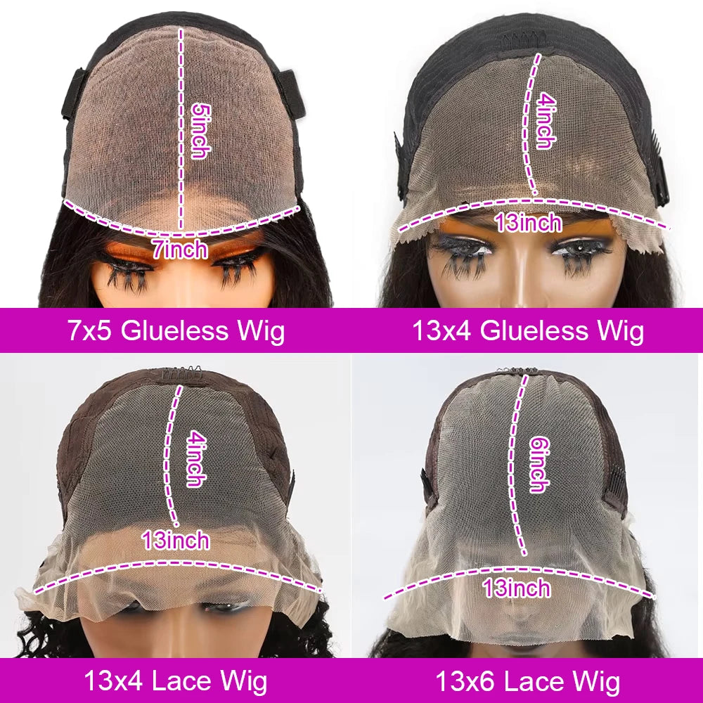 Parrucche Bob 13x6 Ondulate Pretagliate Senza Colla, Parrucche Glueless 7x5 Ricce in Capelli Veri Pronte da Indossare, Parrucche Frontali in Pizzo Pre-epilate per Donne