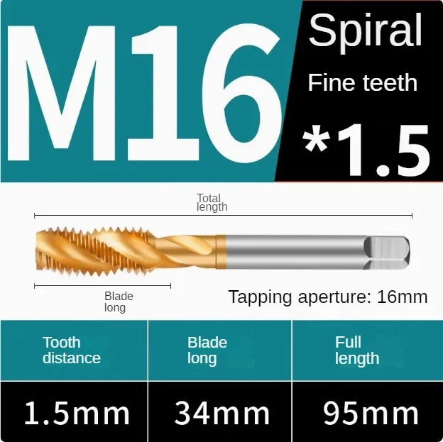 Titanium coated spiral tap extrusion tap tip tap tapping m2m2.5m3m4m5m6m8m10m12m14m16m18m20m22m24