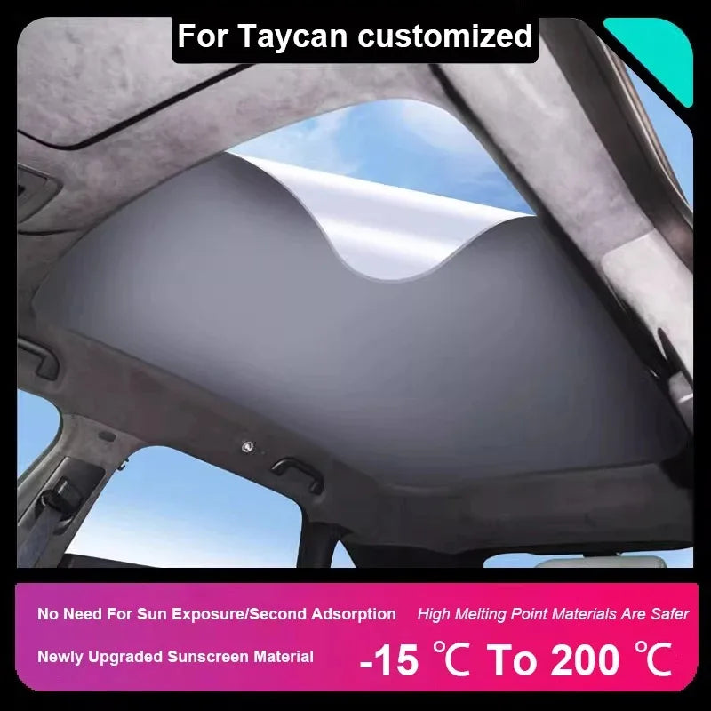 For Porsche Taycan Static Sunshade Sunroof Sunscreen Electrostatic Adhesion UV Protection Roof Cover Heat Insulation Shade Panel