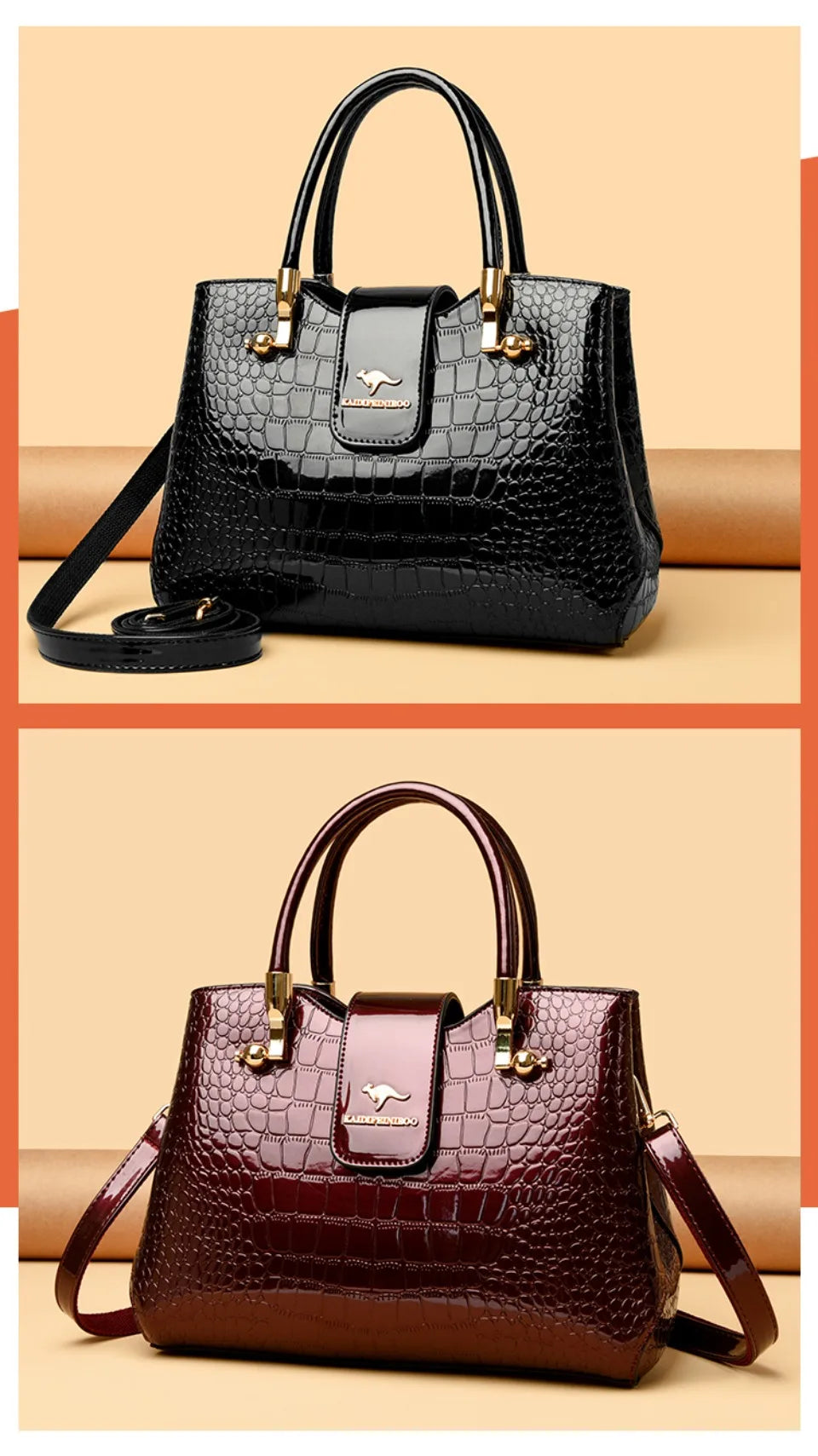 KAIDIFEINIROO Borsa a tracolla casual da donna in pelle PU con tracolla a marsupio, grande capacità, tre strati