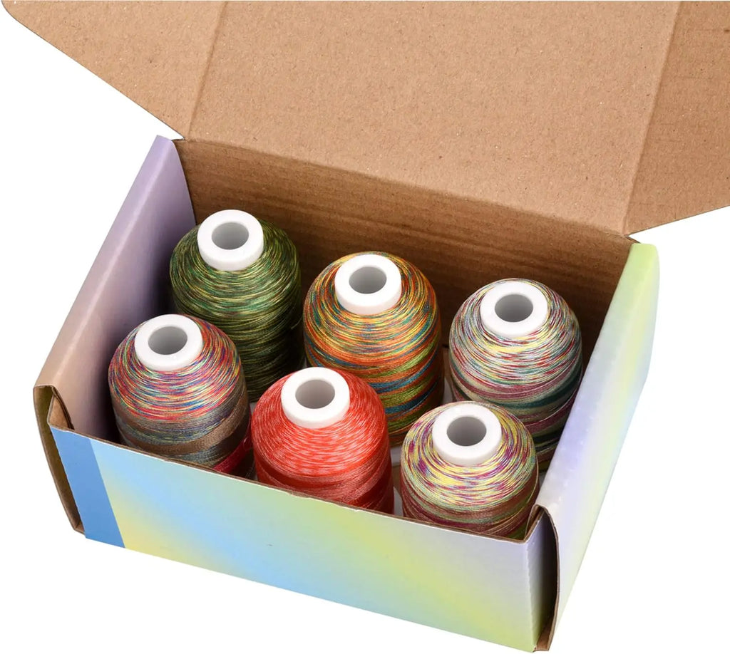 Simthread - Filo da ricamo in poliestere a 6 colori, variegato, 1100 iarde (1000 m), per macchine da ricamo e da cucire